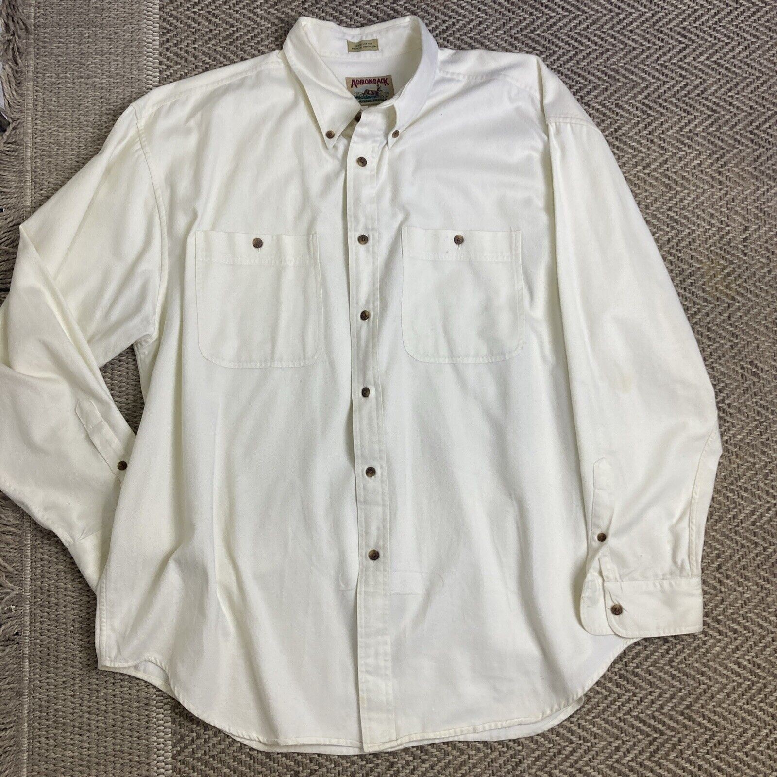 Adirondack Camicia con bottoni Uomo 2XL 100% Cotone Tinta Unita Bianco Fila Savile