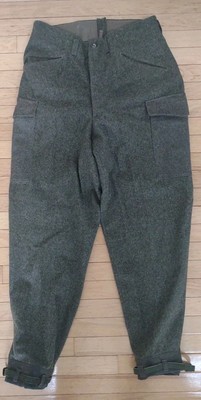 Vintage 1940s Crown ACB Swedish Military Gray Green Wool Pants Size 34 x 32