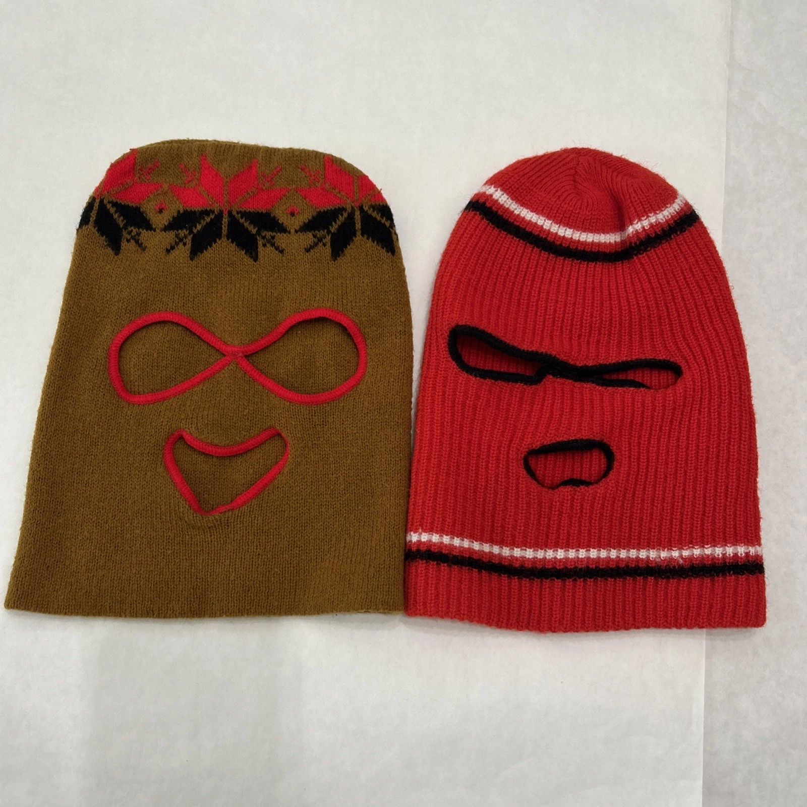 Lot Of 2 70s 80s 3 Hole Tri-color Balaclava Winter Knit Face Ski Masks READ
Opens in a new window or
