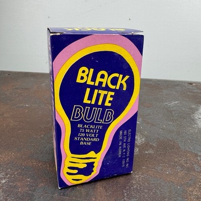 Vtg BLACK LITE  BULB w/ Box - 75w 120 Volt w/ Standard Base - BlackLite Light