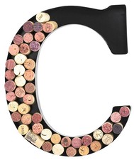 Metal Letter Wine Cork Keepsake Saver & Holder Monogram w/Free Wall Mount Kit...