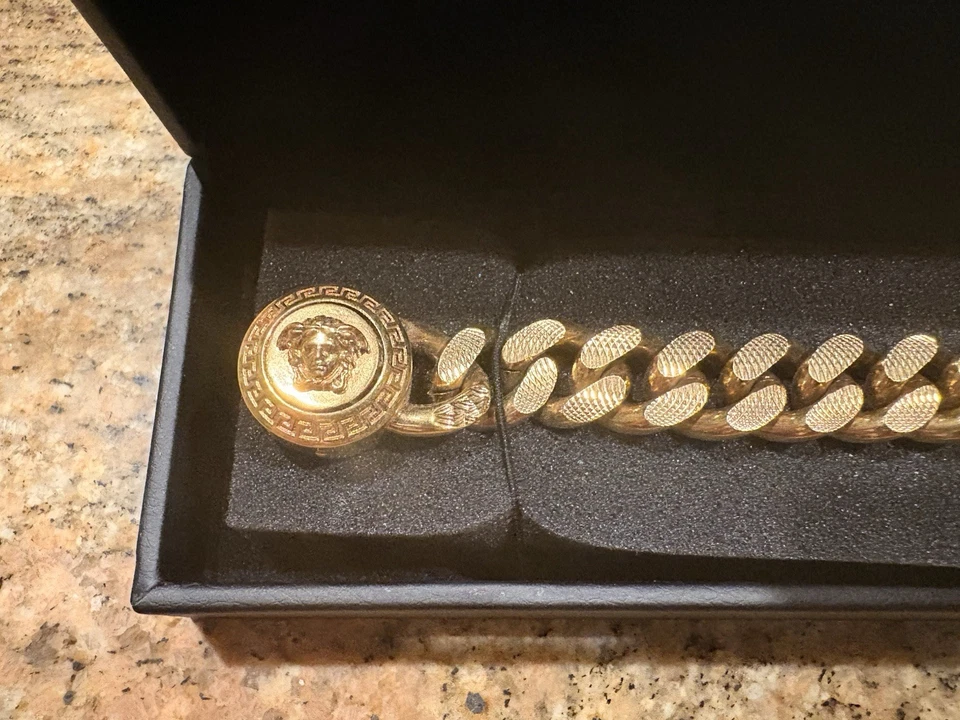 Pulseira masculina de corrente de ouro Versace Medusa - Imagem 3 de 4