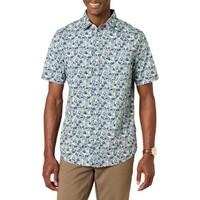 Kurzarm-Hemd Herren Blau Floral L Stretch-Popeline, Normale Passform, Amazon