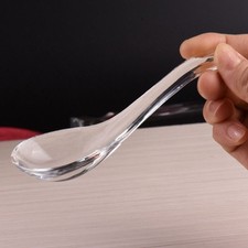 HOT Transparent Crystal Glass Spoon Exquisite Dessert Teaspoons Bar UK