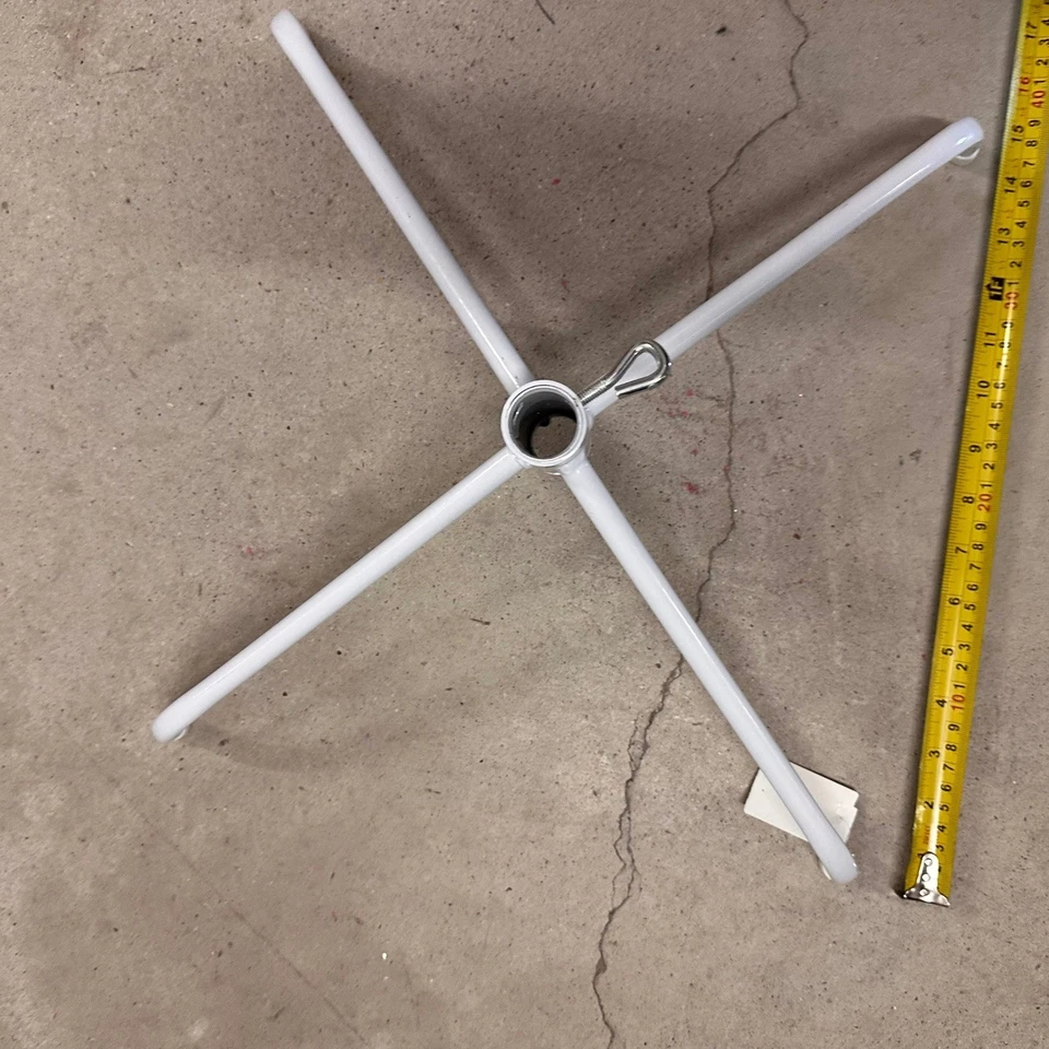 White Metal Christmas Tree Stand Folding Base Holiday Decoration Display - Image 4 of 4