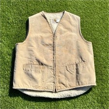 Vintage Carhartt Insulated Fleece Work Vest Mens XLT Tan / Beige Workwear