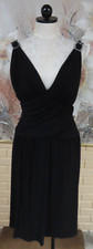 EUC JS BOUTIQUE BLACK PARTY COCKTAIL EMBELLISHED STRAPS V-NECK BACK ZIPPER DRESS