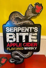 Serpent's Bite Apple Cider Flavored Whiskey Advertising Metal Tacker Bar Sign