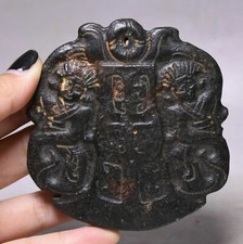 China Meteorito Hierro (Imán Negro) Palacio Niña Bailando Cara de Bestia Amuleto Colgante