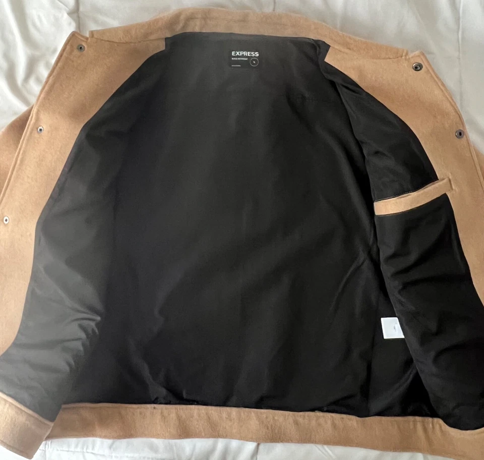 Men’s Express wool blend trucker shirt jacket, size is XL and color is Camel.  - Image 4 of 4