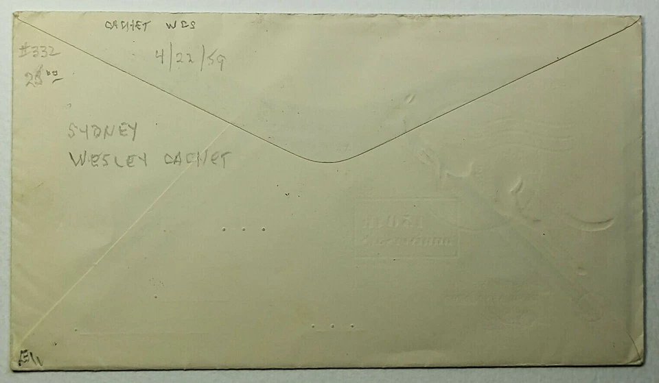 1959 FDC Australia 150th Anniversary Australian Postal Service WCS SG #331 - Image 2 of 2