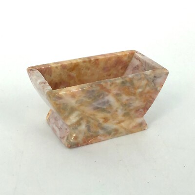 Pink Travertine Ring Jewelry Trinket Holder Unique Shape 2'' H