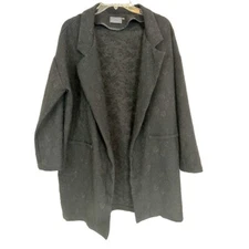 ASTR Blazer Women's Medium Jacket Long Open Cardigan Flower Embroidered Black