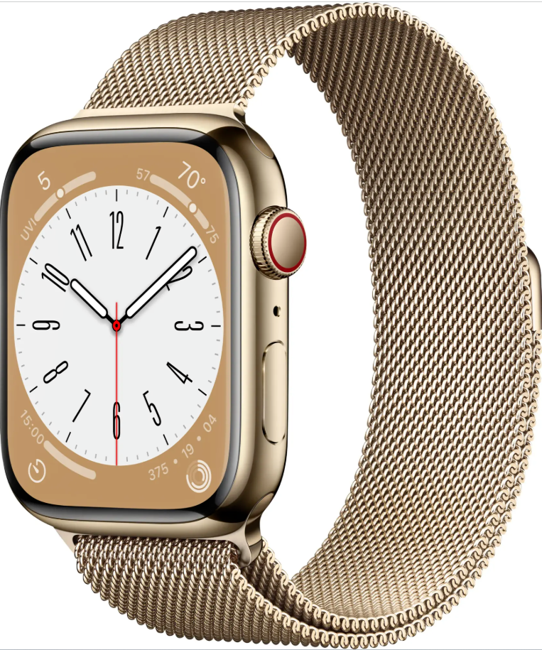 Apple Watch Series 8 45mm Gold Stainless Steel Case with Milanese 