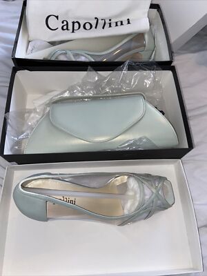 Capollini italienisches Leder Hochzeit/besondere Anlässe Schuhe und Tasche Set UK7