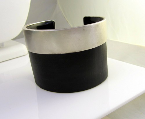 Vintage großes signiertes KIKKO breites Sterlingsilber Horn 79,9 Gramm Armreif Armband - Bild 2 von 7