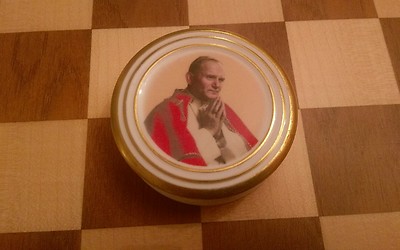 Coalport Schmuckschale Deckeltopf Papst Johannes Paul II 1982 Besuch in Großbritannien RAR