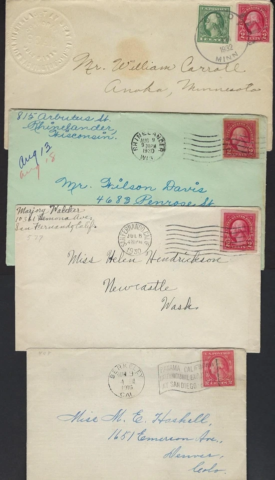 US 1915 30s SIX COVERS 3 W/IMPERF 3 W/COILS THE LOUISVILLE RED CROSS CANCEL HAS - Image 2 of 2
