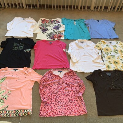 NEW Karen Scott T-shirt Size L, PL, XL, PXL Multicolor Choose Solids Prints NWT