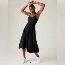 ATHLETA Elation V - Neck Hybrid Dress L P Large Petite PL Black NWT 601546