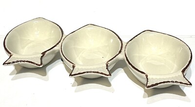 Fishy by Coastline Imports Stoneware Small Pinch Bowls Sauce Bowls 3 Fish