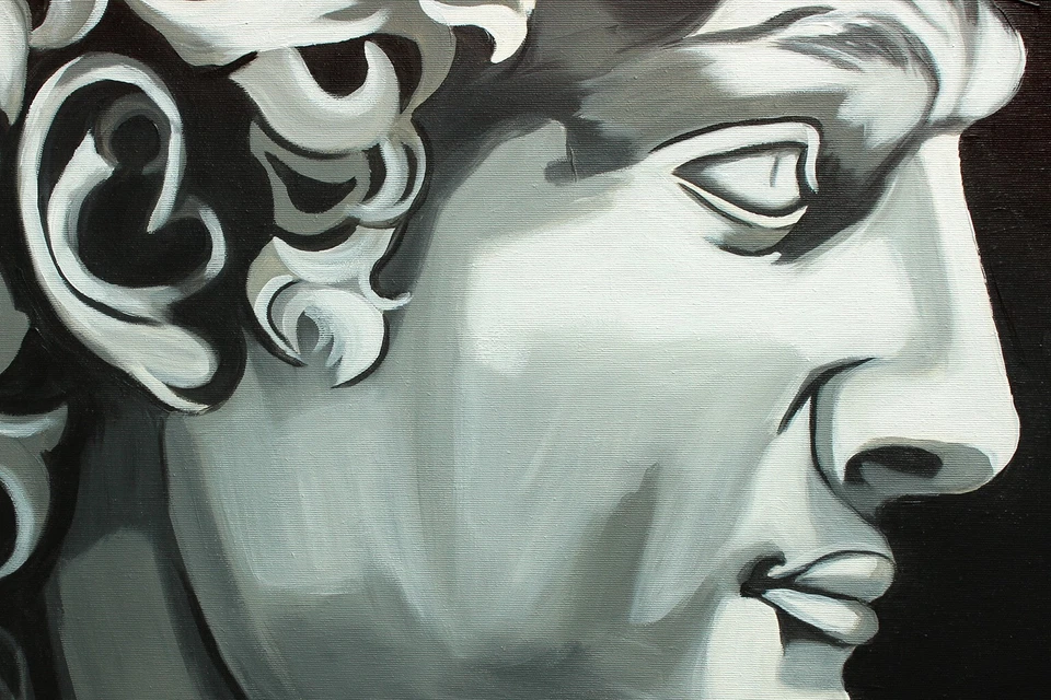 Acrylbild Gemälde Modern Mann Porträt Kopf Abstrakt Skulptur Handgemalt ORIGINAL - Bild 2 von 4