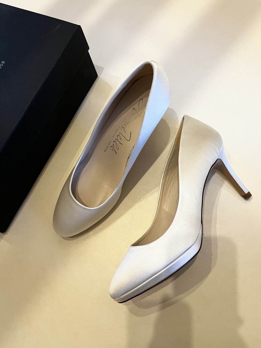 Harriet Wilde Amy Mid Platform Ivory Satin Wedding Court shoes