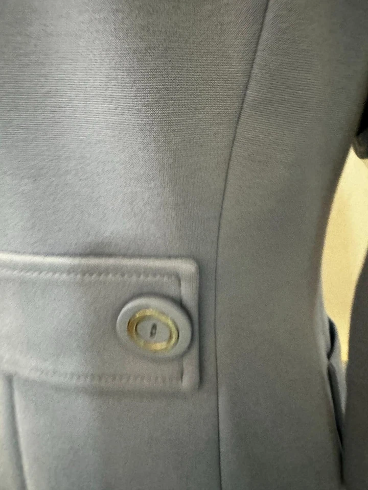 NWT GEORGIOU Studio Greek Blue Frock Coat Executive Dress MSRP $129 Now SALE $55 - Image 3 of 4