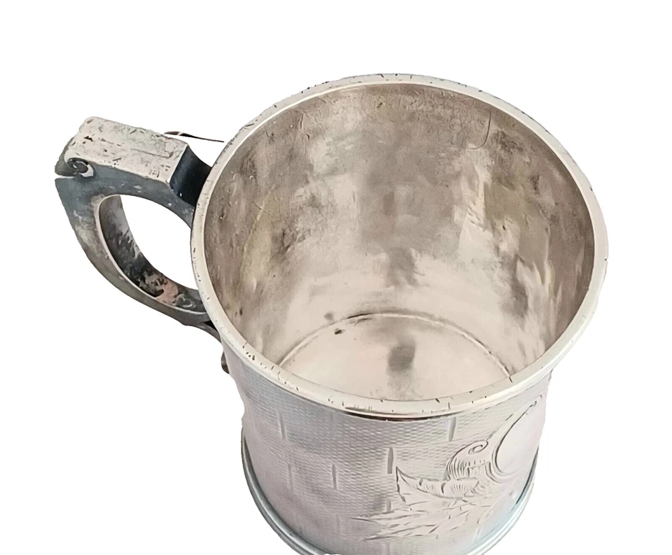 Gran Moneda Gorham Plata Hecha a Mano Decorada Taza - 3 1/8" Foto 4 de 4