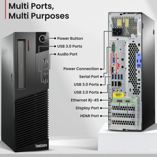 Gaming PC Lenovo M82 Intel i5 16GB 1TB NVIDIA GT 1030 DDR5 Wi-Fi RGB KB&M Win 10 - Picture 2 of 8