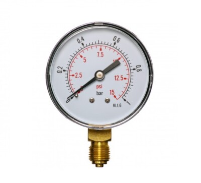 63mm 0-15 Psi 0-1 Bar 1/4''  Luftdruck Manometer Druckluftmesser Messgerät