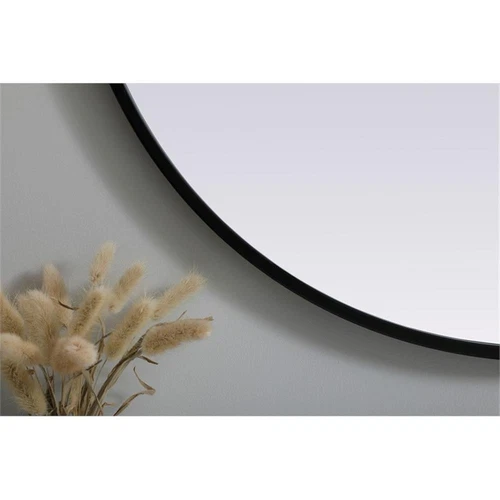 Elegant Decor Asha 27x36" Oval Modern MDF Wood/Iron Mirror in Black - Picture 8 of 11