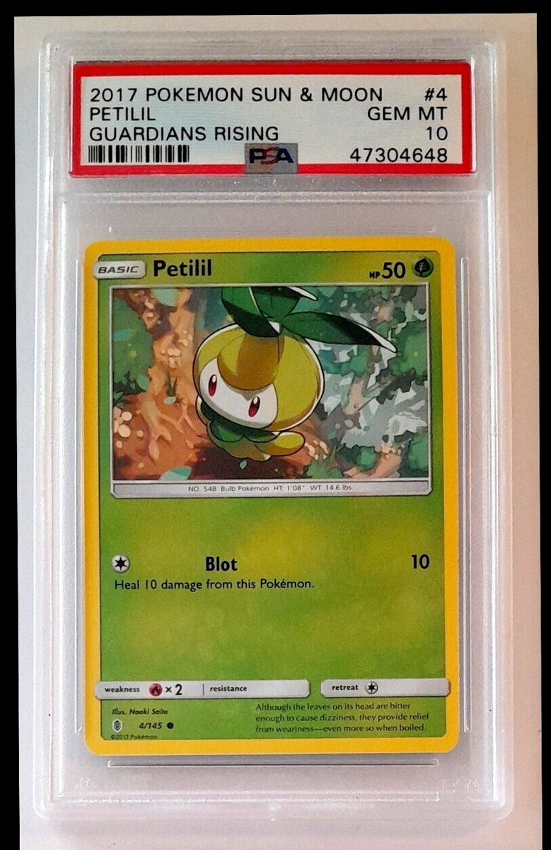 sun and moon guardians rising pokemon cards Pokemon Sun & Moon Guardians Rising Petilil #4 PSA 10 GEM MINT ONLY 2 Known