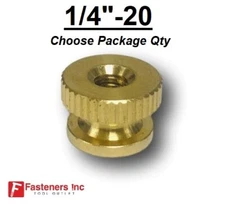 1/4"-20 Solid Brass Decorative Knurled Thumb Nuts