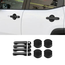 Side Door Handle Bowl Frame Cover 12PCS For Jeep Renegade 2016+ ABS Carbon Fiber