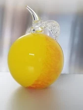 Zorza Glass * Orange w Leaf & Stem * Poland * glassroom * 5 3/4" * 0045