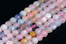 4x4MM Natural Pink Beryl Morganite Aquamarine Faceted Cube Grade A Loose Beads