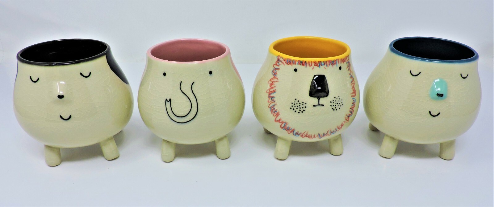Creative Co-Op DA9330A 3-3/4" Round Stoneware Animal Planter 4 Styles