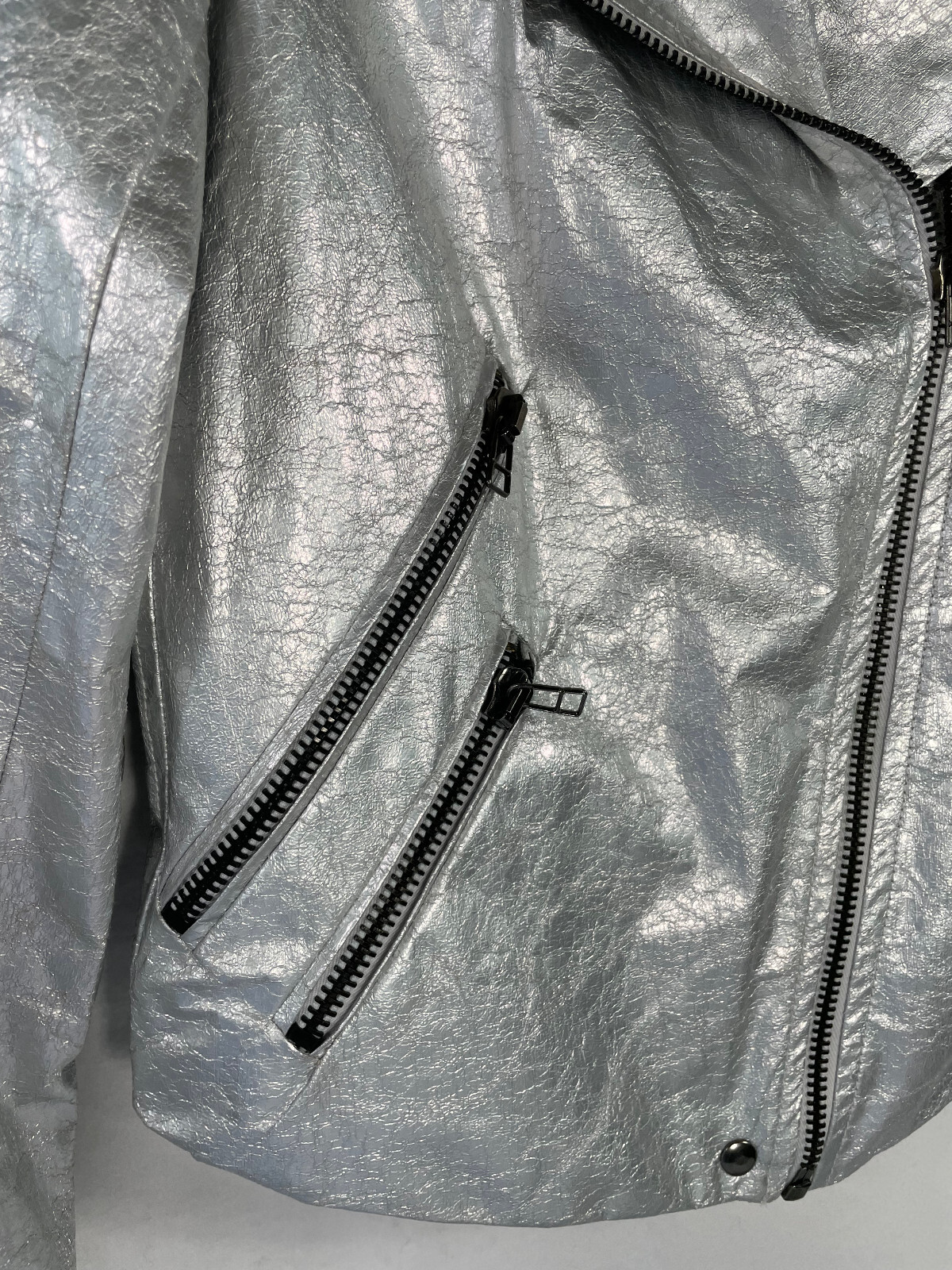 Zara basic bomber jacket metalic silver size  S - image 8