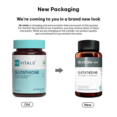 HK Vitals Glutathione Capsules – With Vit C & E for Skin Glow & Health