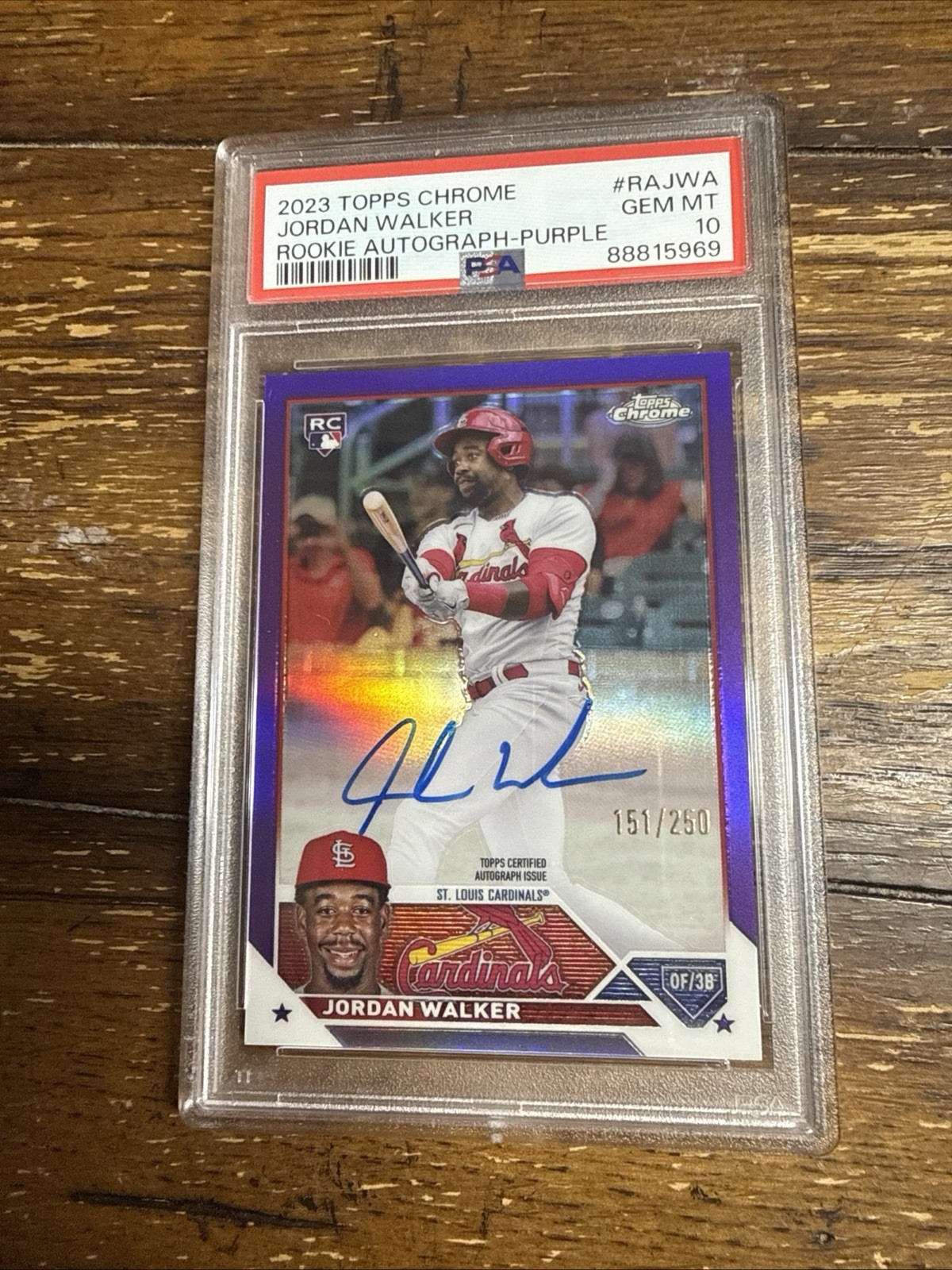 2023 Topps Chrome Jordan Walker Purple Refractor Auto /250 PSA 10 ππ₯ view 2