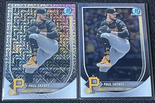 2025 Bowman Chrome - Paul Skenes 2-Card Lot #30 Chrome Mojo Refractor Pirates