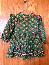 Girl Vtg 1970's Baylis Brothers Green Pink Floral Dress Size 4
