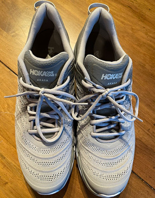 Hoka One One Akasa Frost Gray Low Top Athletic Sneakers Men Lace Up 1099738