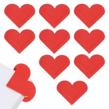 10Pcs Leather Heart Bookmarks Cute Corner Page Book Marks Accessories, Red