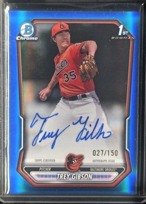 2026 Bowman - Chrome Prospect Autographs Trey Gibson #CPA-TGI Blue Refractor...