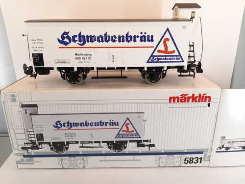 GWA748 Märklin 5831 Spur 1 - Bierwagen Schwabenbräu in OVP OVP mit deutlichen La | Condition: Gebraucht