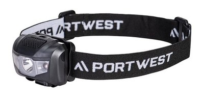 Portwest PA71 LED Kopflampe COB USB Akku 180° Breitstrahl Schwarz Einstellbar