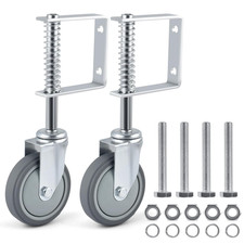 2 Pack Heavy Duty Spring-Loaded Gate Casters, 4 Inch Sliding Wheels for Wooden
