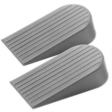 2 Pack Gray Extra Large Door Stopper 1.9" High Rubber Wedge for Heavy Doors